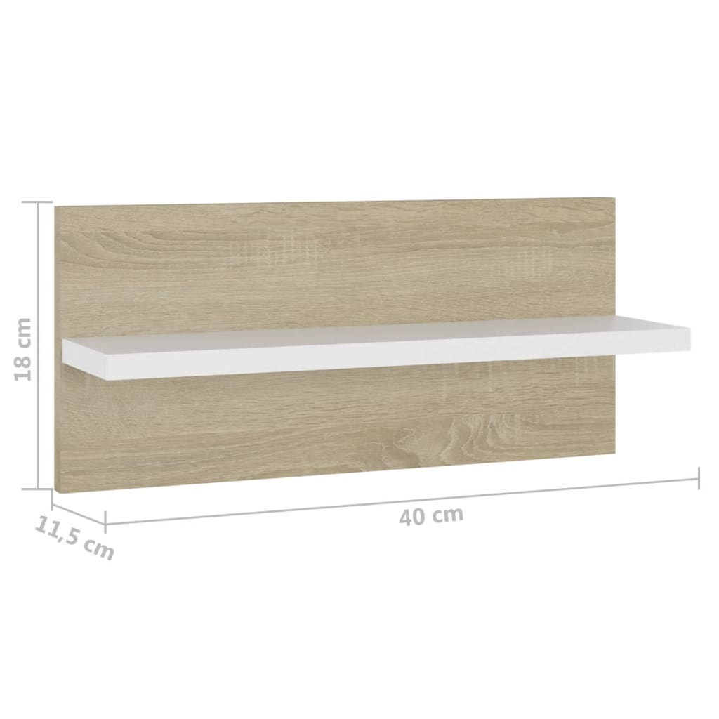 Wandregale 4 Stk. Weiß und Sonoma-Eiche 40x11,5x18 cm