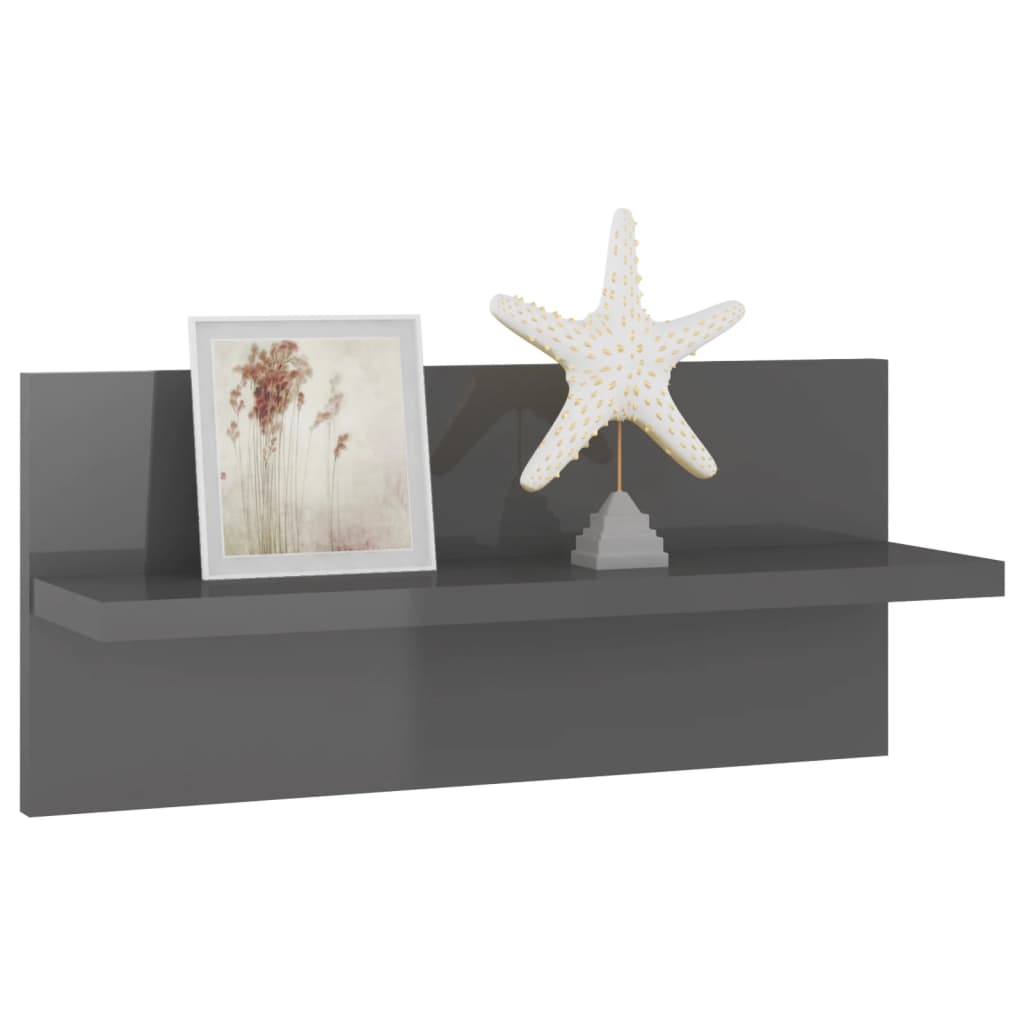 Wall shelves 4 pcs. High gloss gray 40x11.5x18 cm