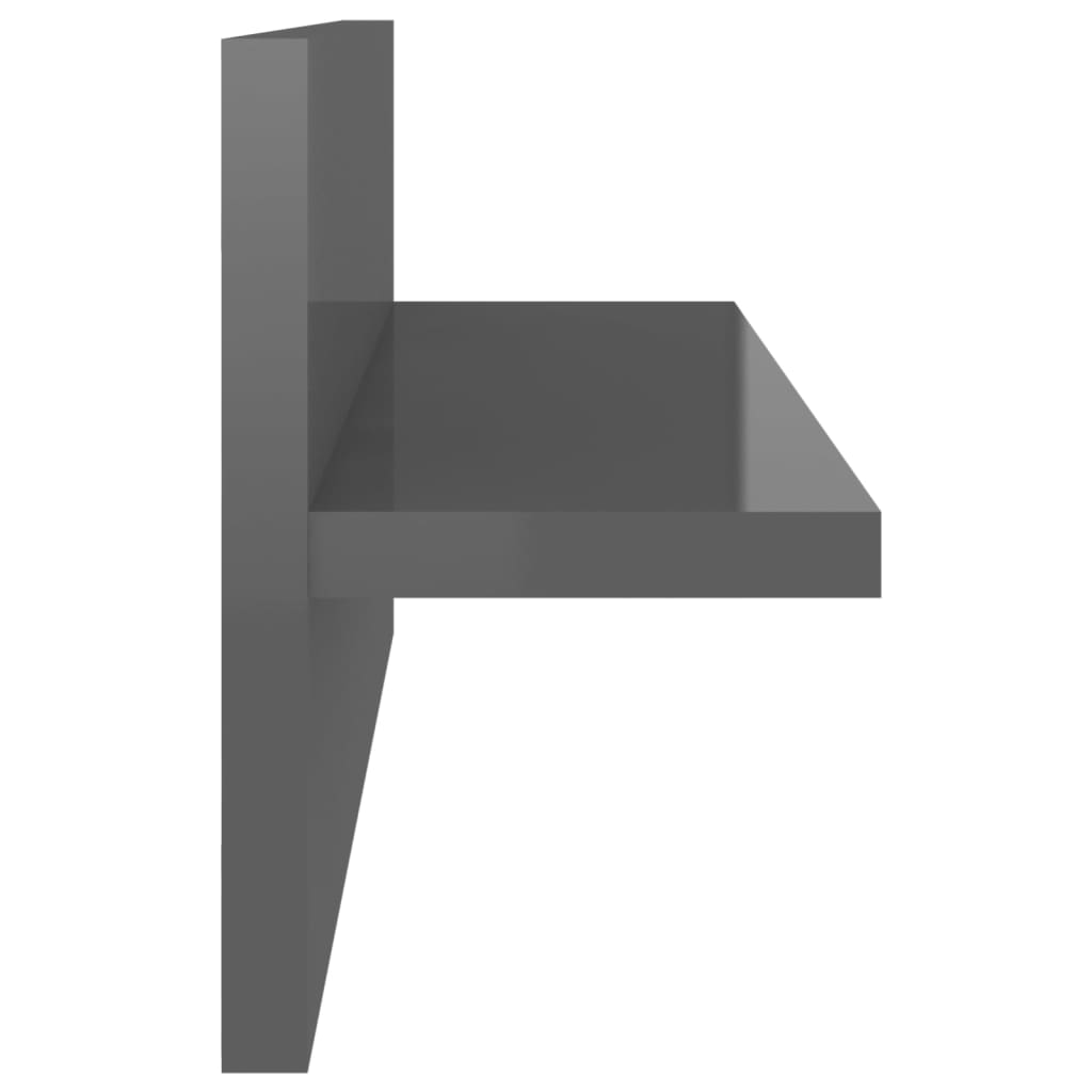 Wall shelves 4 pcs. High gloss gray 40x11.5x18 cm