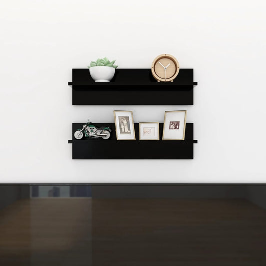 Wandregale 2 Stk. Schwarz 60x11,5x18 cm Holzwerkstoff