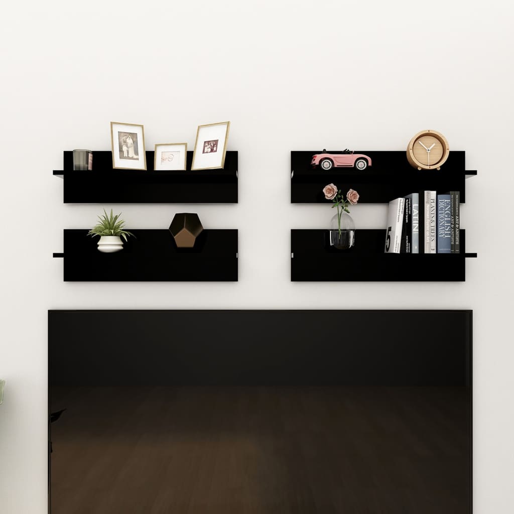 Wandregale 4 Stk. Schwarz 60x11,5x18 cm Holzwerkstoff