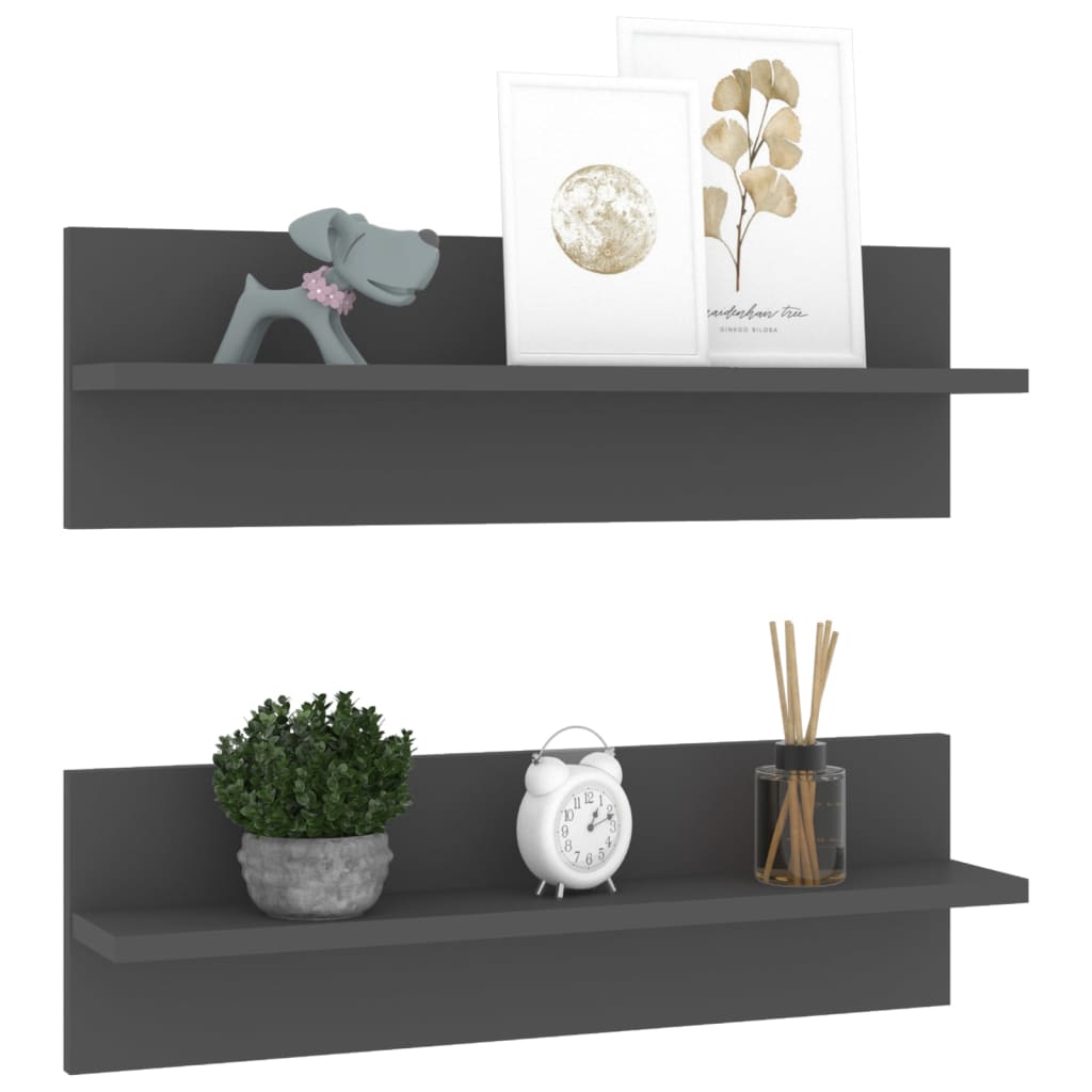 Wandregale 2 Stk. Grau 60x11,5x18 cm Holzwerkstoff