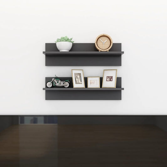 Wandregale 2 Stk. Grau 60x11,5x18 cm Holzwerkstoff