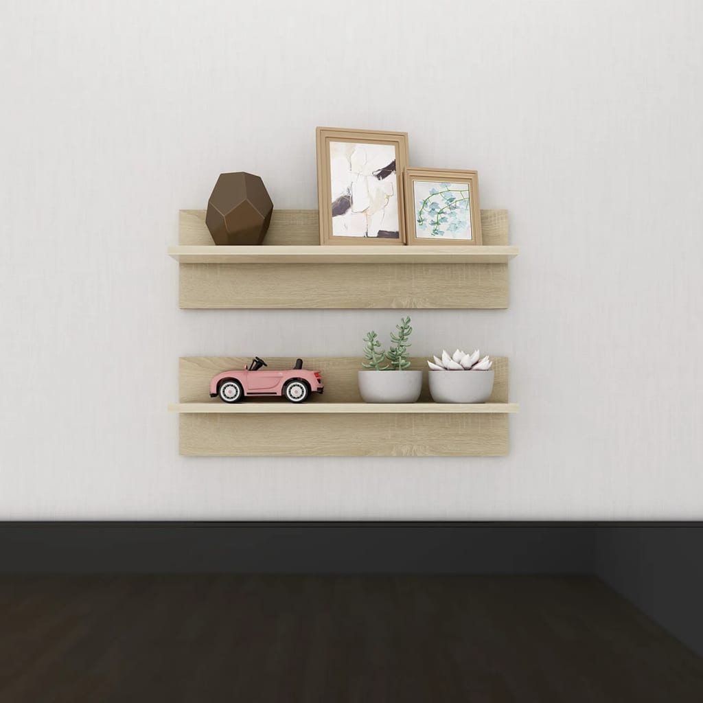 Wandregale 2 Stk. Sonoma-Eiche 60x11,5x18 cm Holzwerkstoff