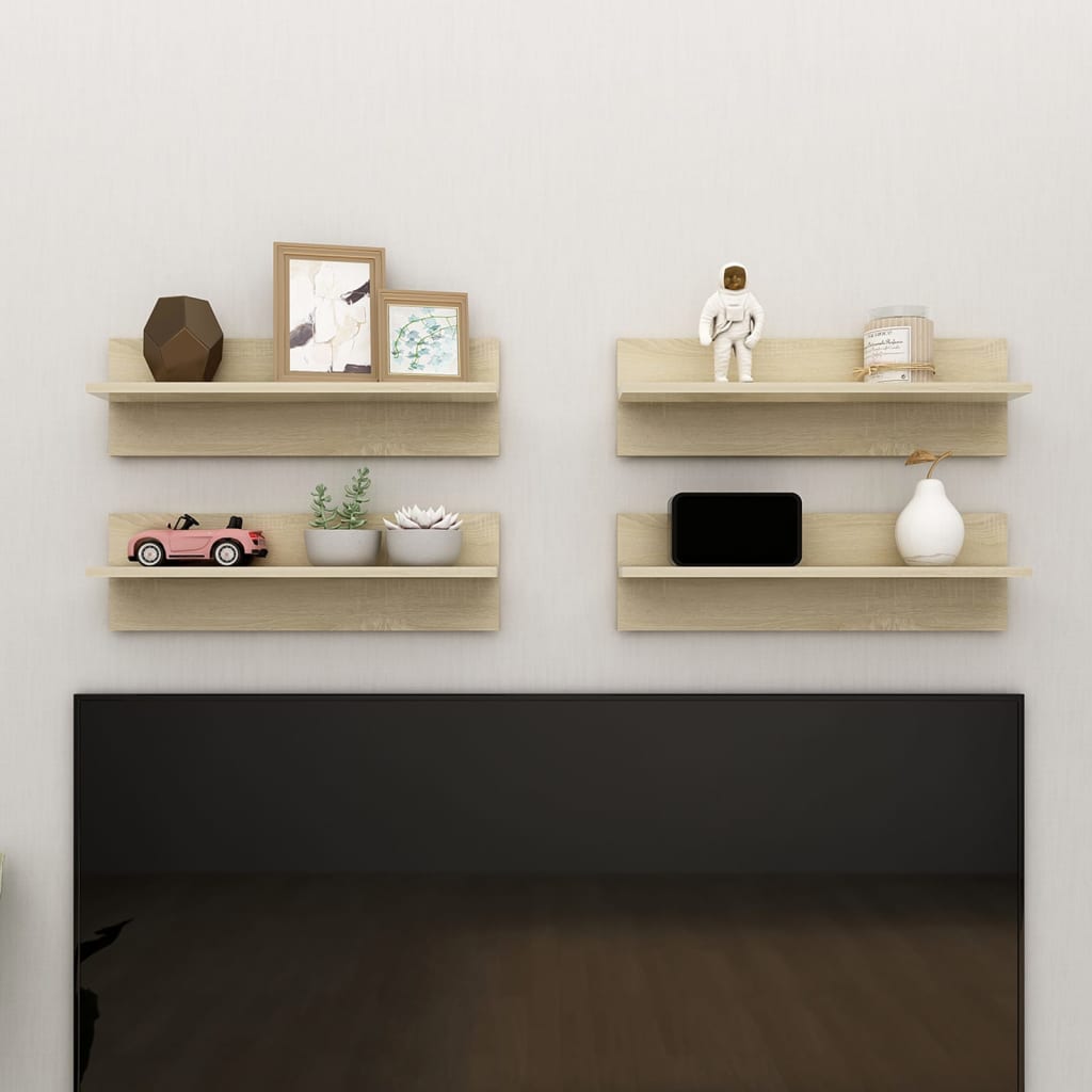 Wandregale 4 Stk. Sonoma-Eiche 60x11,5x18 cm Holzwerkstoff