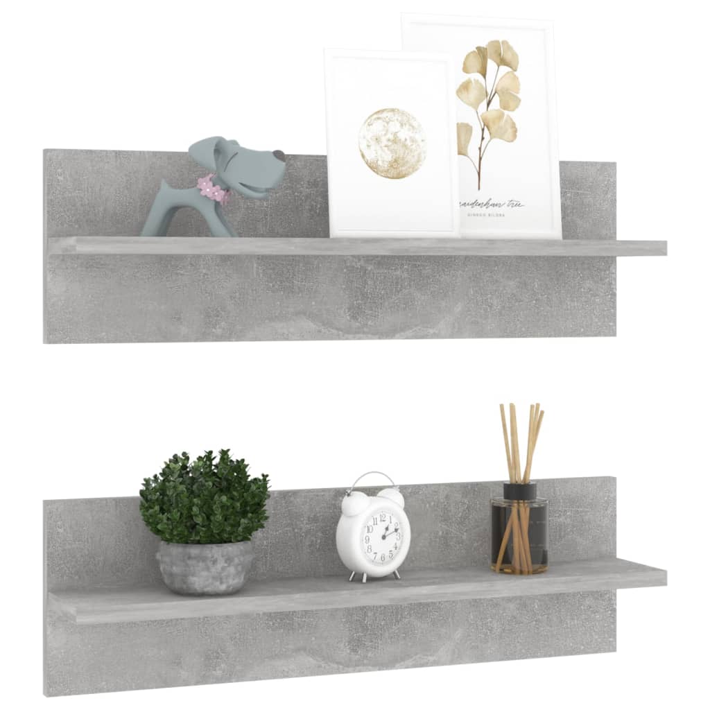 Wandregale 2 Stk. Betongrau 60x11,5x18 cm Holzwerkstoff