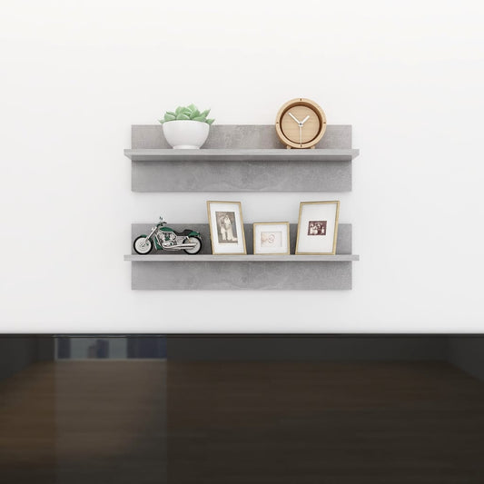 Wandregale 2 Stk. Betongrau 60x11,5x18 cm Holzwerkstoff