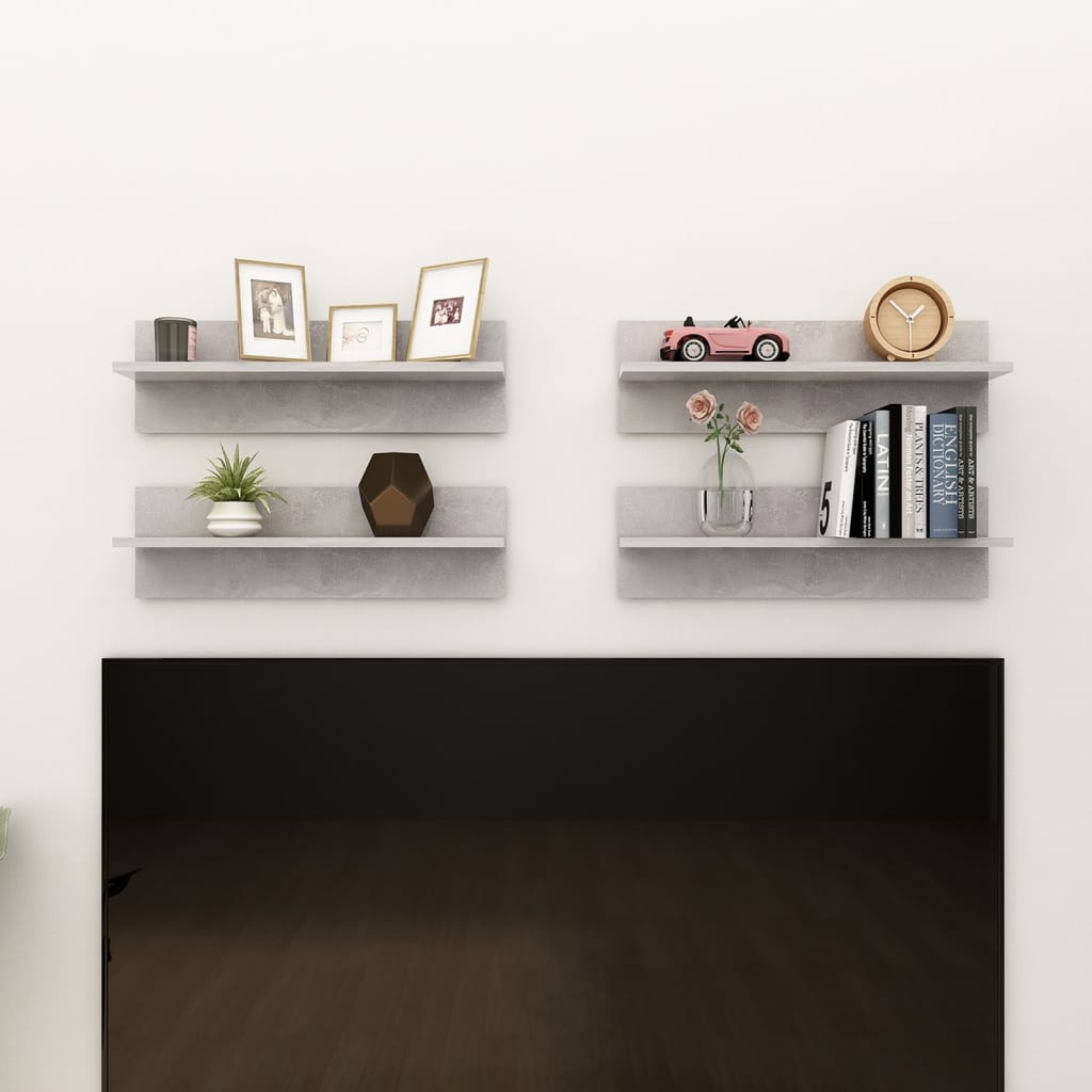 Wandregale 4 Stk. Betongrau 60x11,5x18 cm Holzwerkstoff