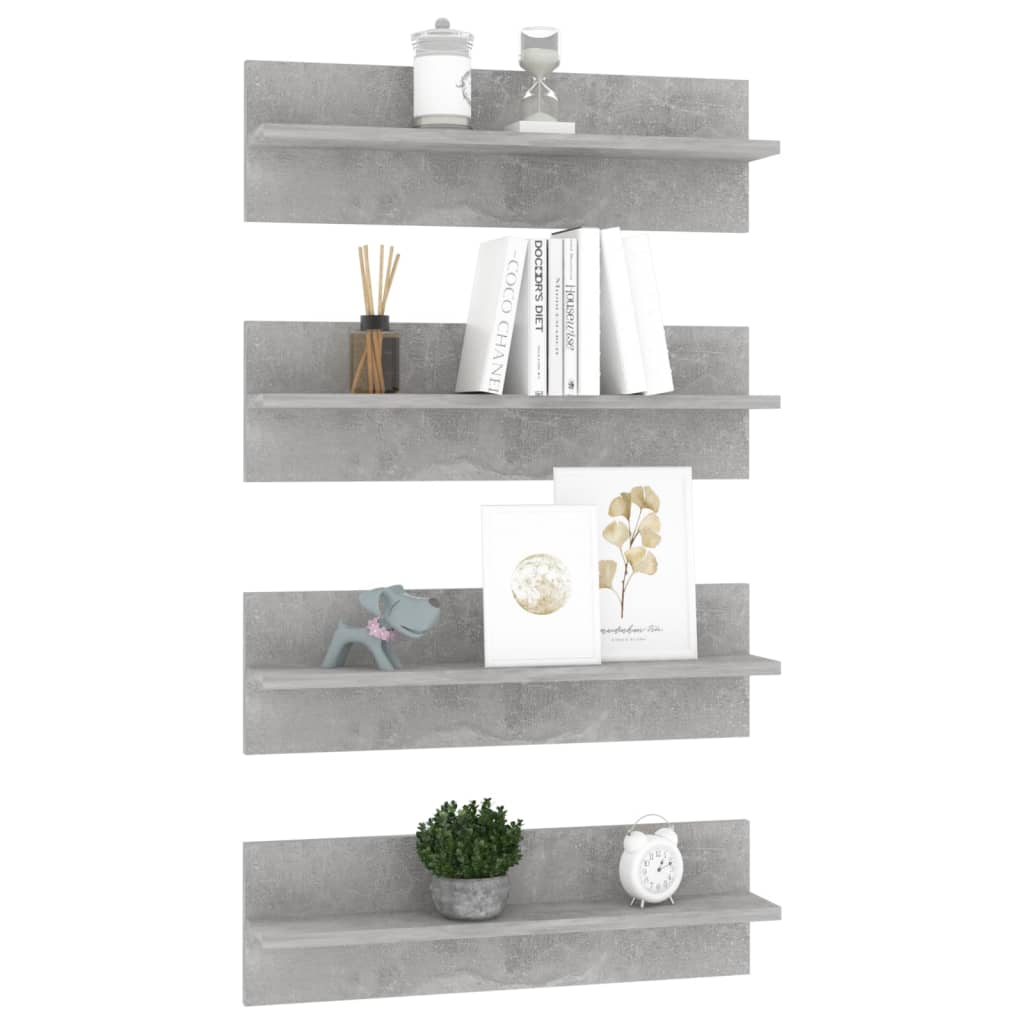 Wandregale 4 Stk. Betongrau 60x11,5x18 cm Holzwerkstoff