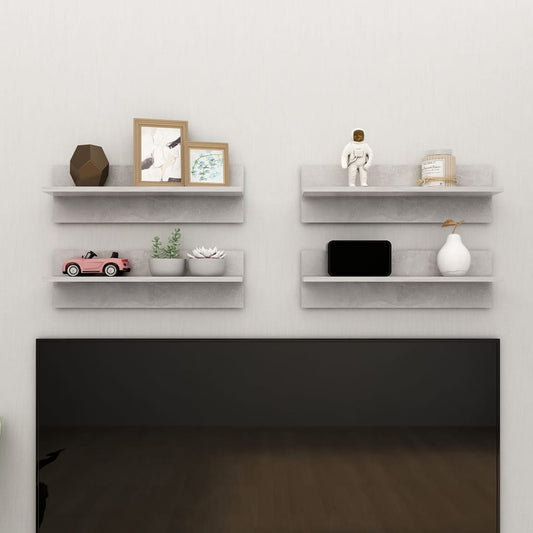 Wandregale 4 Stk. Betongrau 60x11,5x18 cm Holzwerkstoff