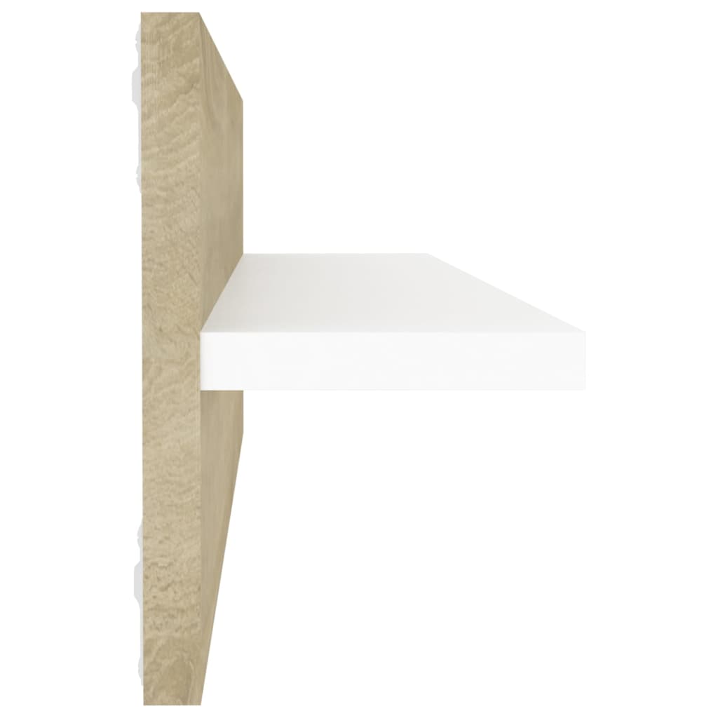 Wandregale 4 Stk. Weiß Sonoma-Eiche 60x11,5x18cm Holzwerkstoff
