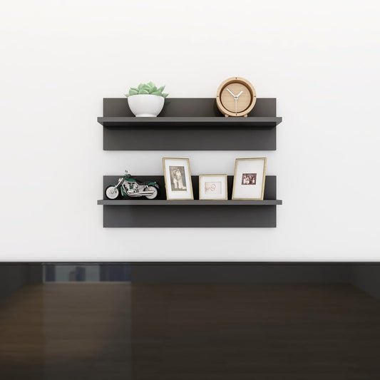 Wandregale 2 Stk. Hochglanz-Grau 60x11,5x18 cm Holzwerkstoff