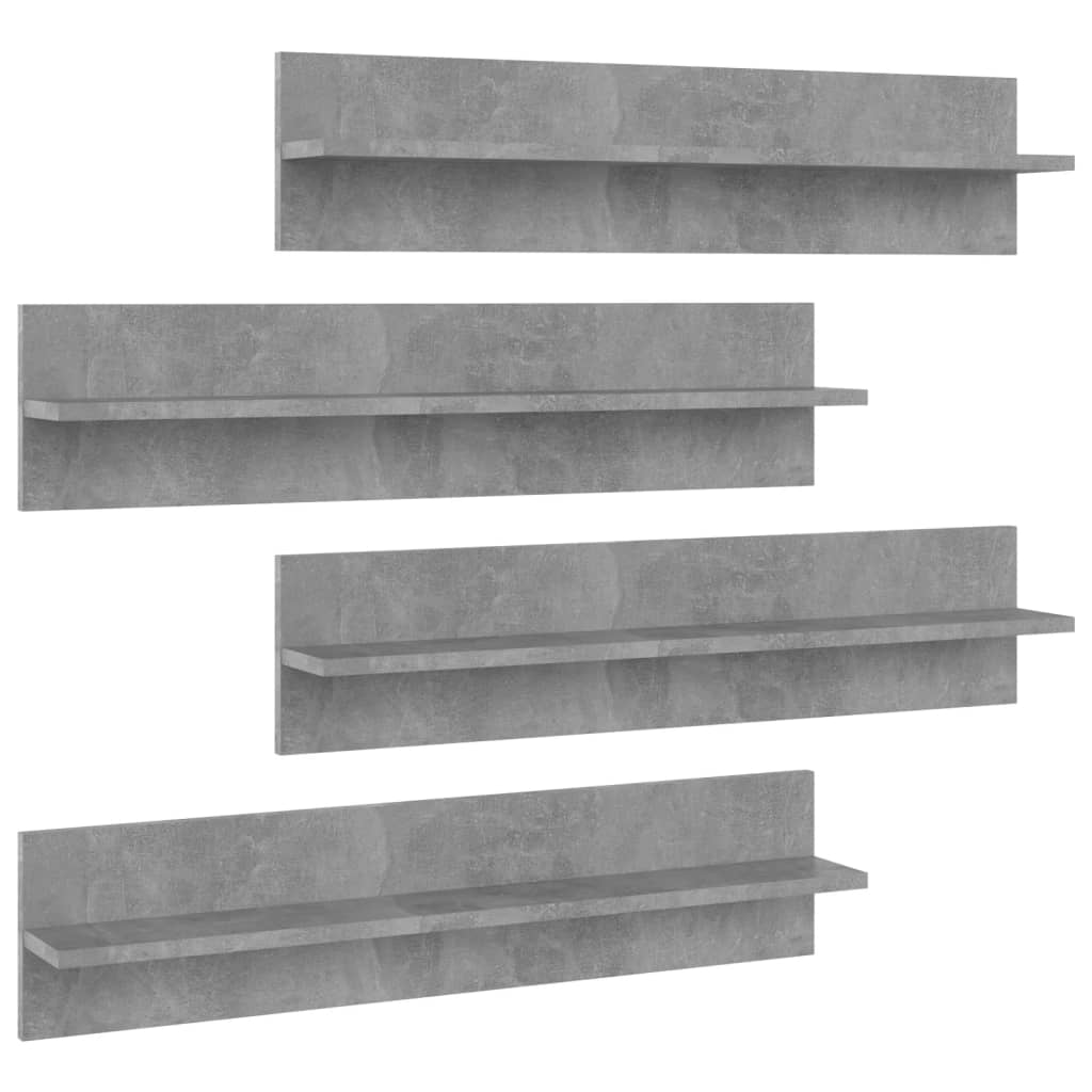 Wandregale 4 Stk. Betongrau 80x11,5x18 cm Holzwerkstoff