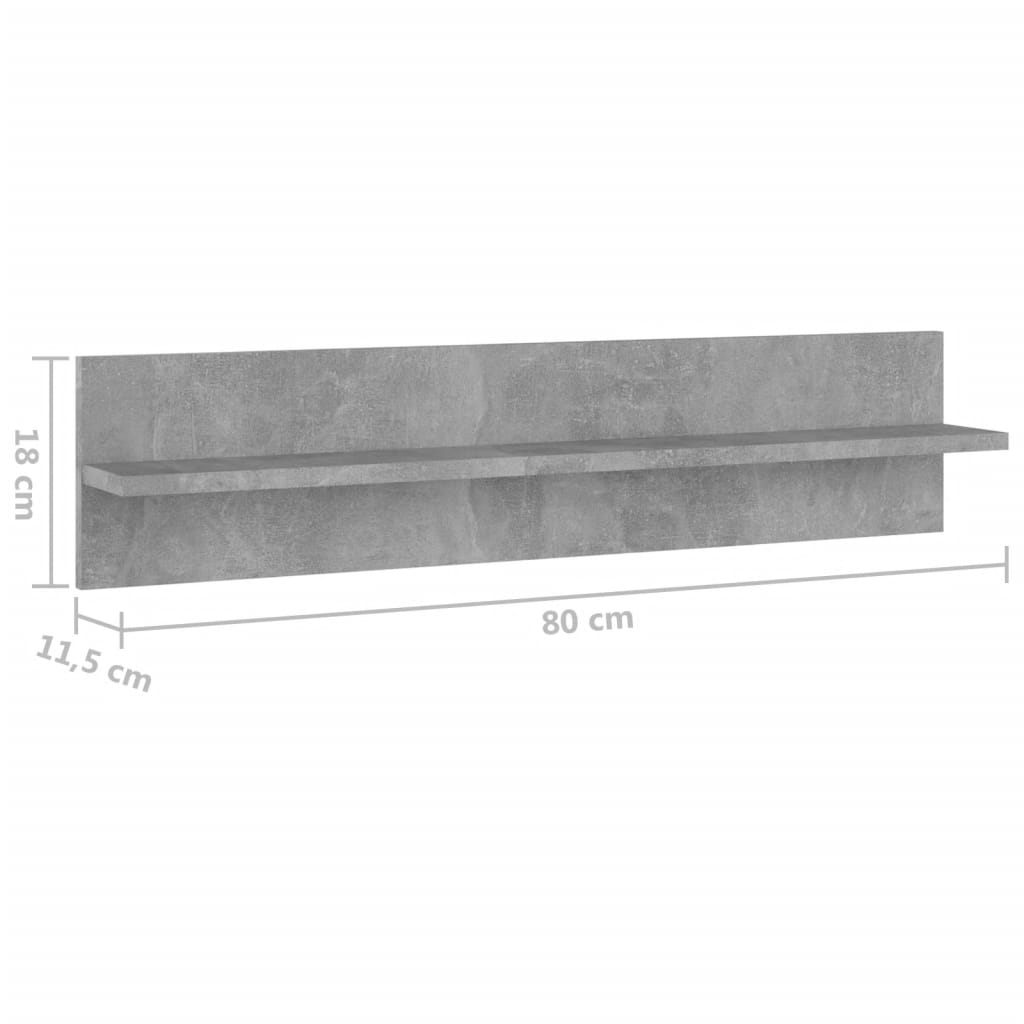 Wandregale 4 Stk. Betongrau 80x11,5x18 cm Holzwerkstoff