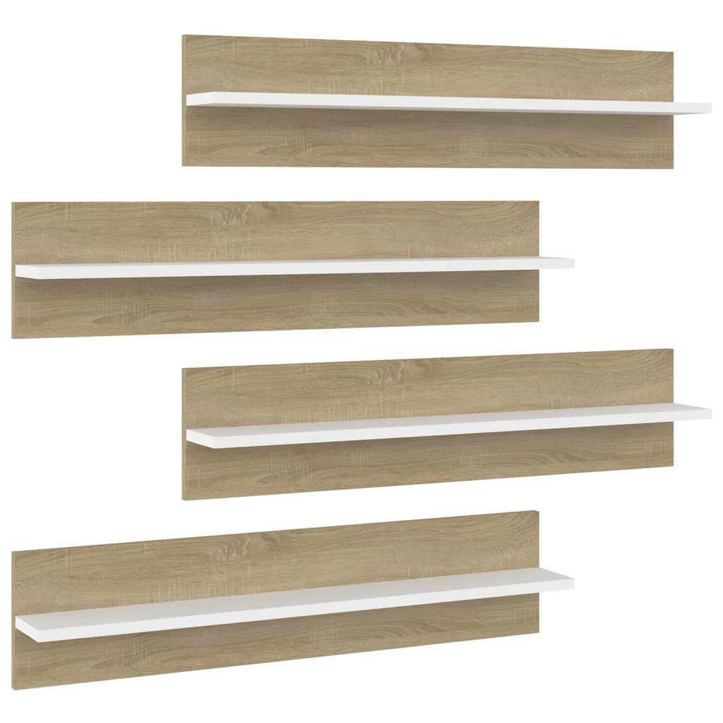 Wandregale 4 Stk. Weiß Sonoma-Eiche 80x11,5x18 cm Holzwerkstoff