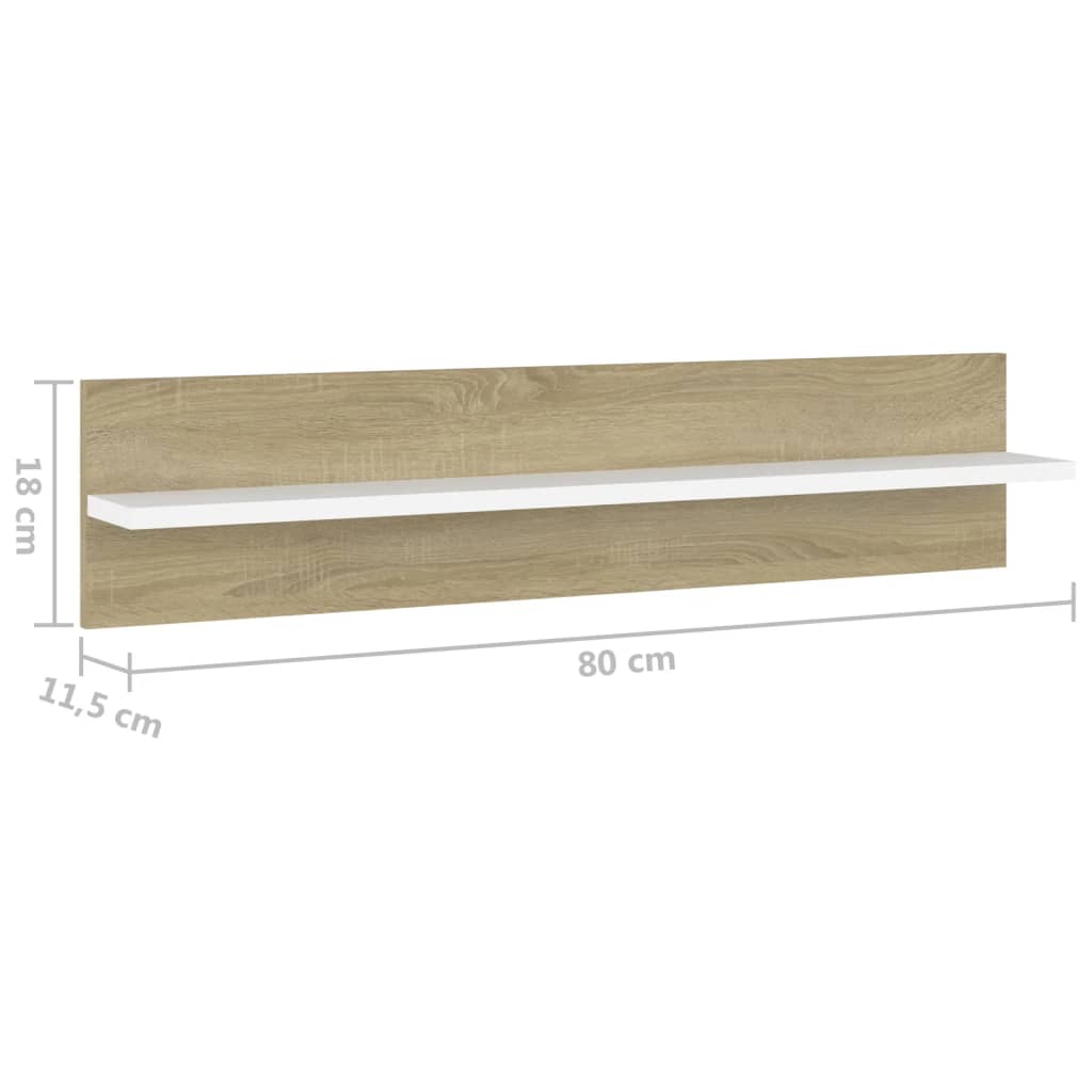 Wandregale 4 Stk. Weiß Sonoma-Eiche 80x11,5x18 cm Holzwerkstoff