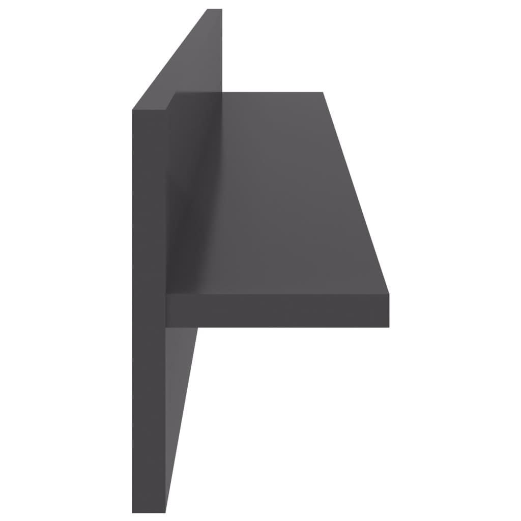 Wall shelves 4 pcs. High gloss grey 80x11.5x18 cm wood material
