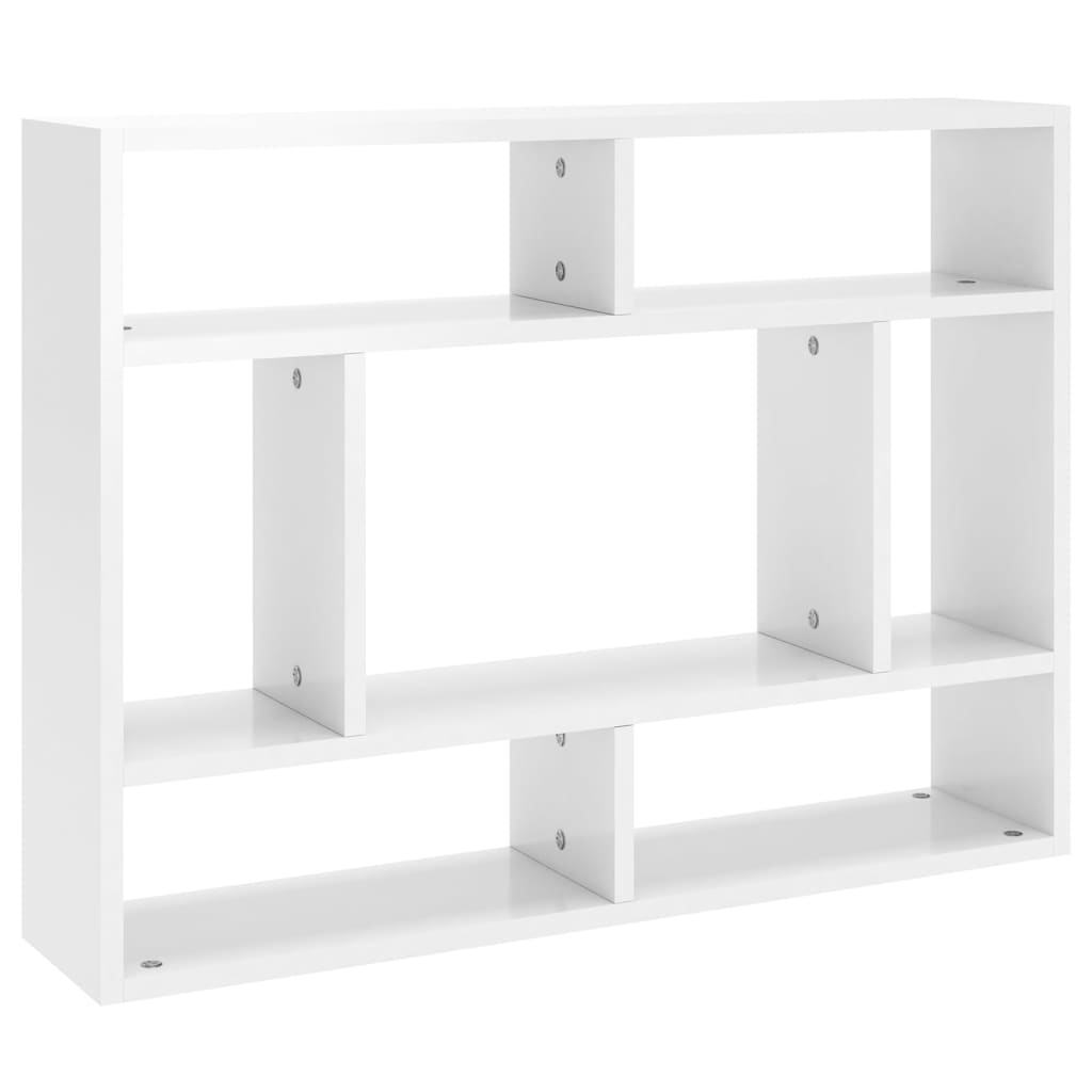 Wall shelf high gloss white 75x16x55 cm wood material