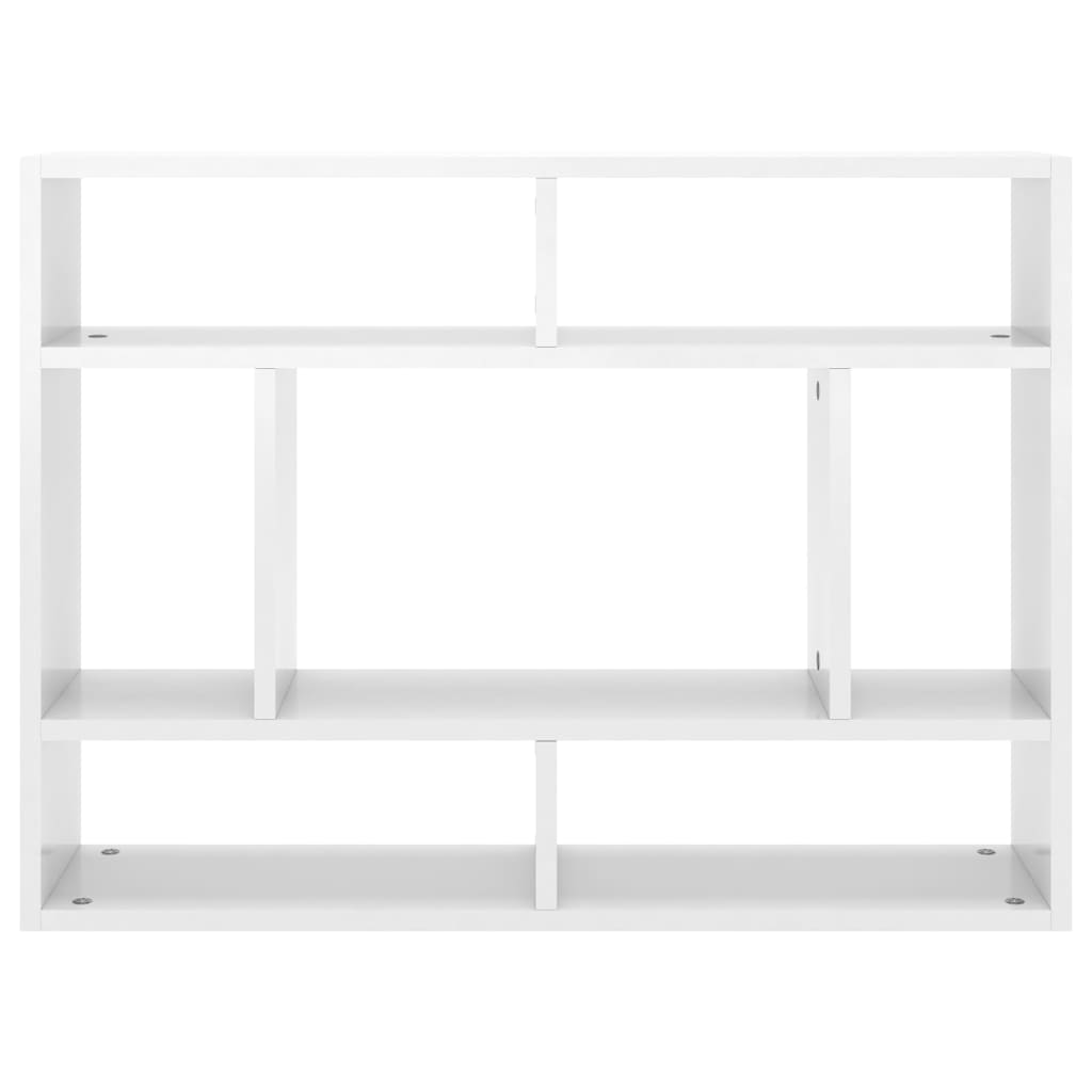 Wall shelf high gloss white 75x16x55 cm wood material