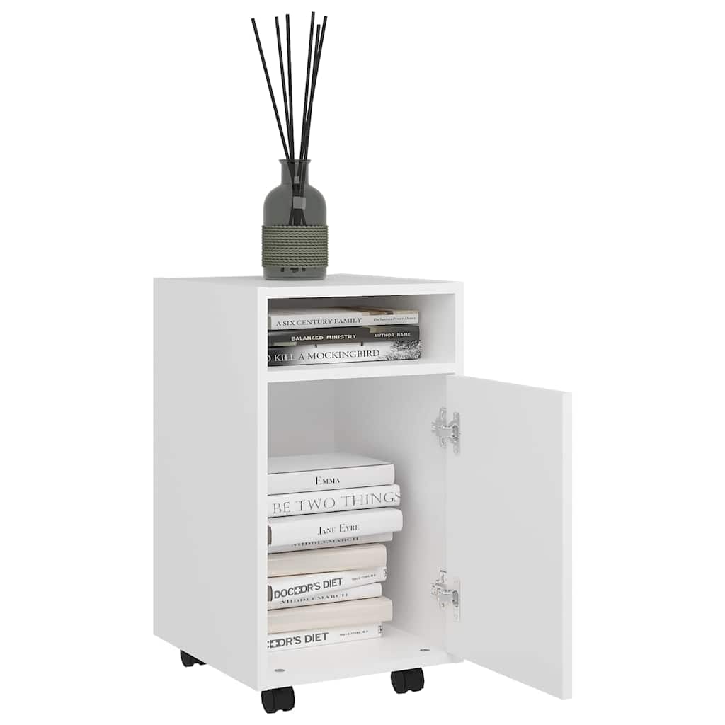 Beistellschrank mit Rollen Weiß 33x38x60 cm Holzwerkstoff