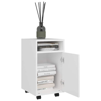 Beistellschrank mit Rollen Weiß 33x38x60 cm Holzwerkstoff