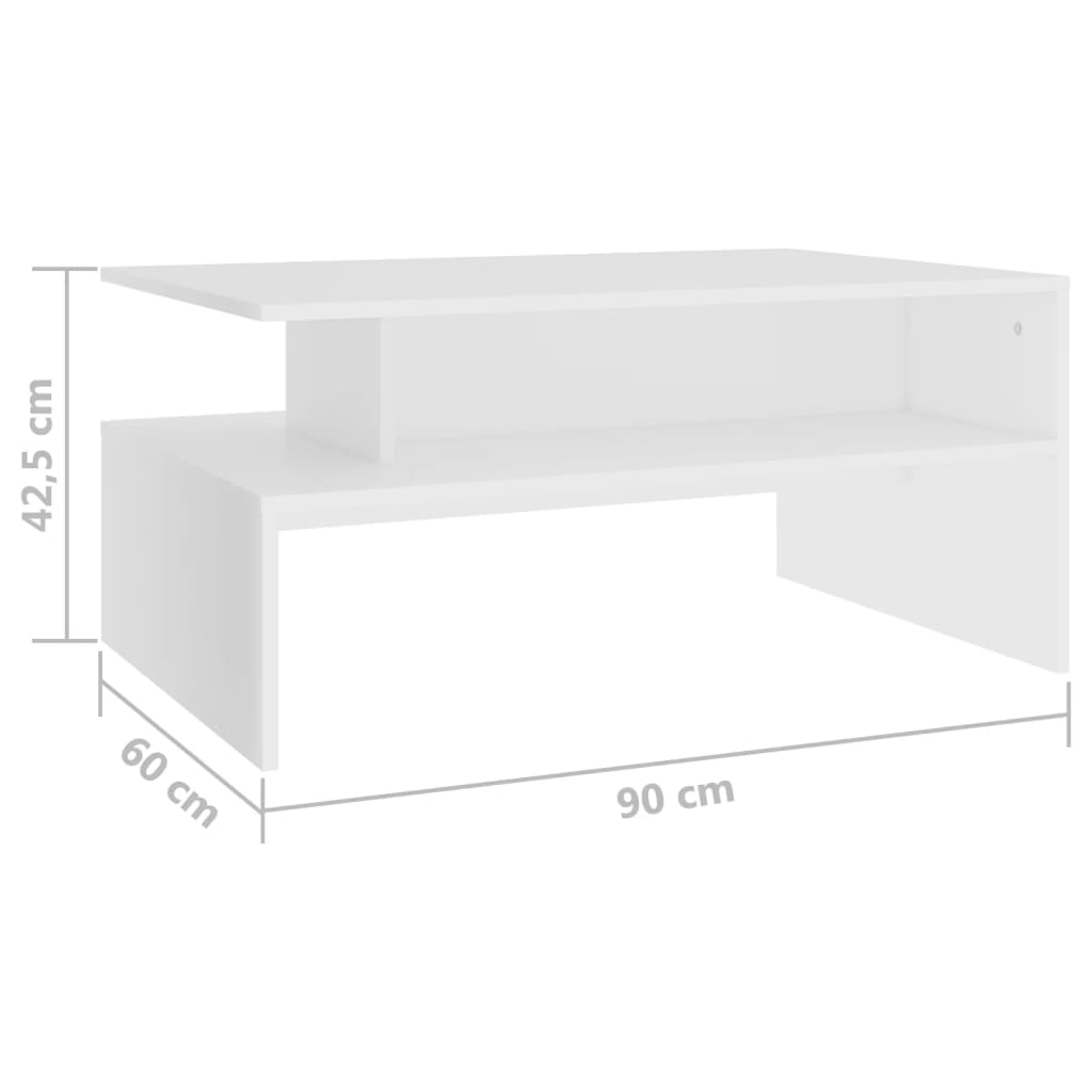 Table basse blanche 90x60x42,5 cm en bois