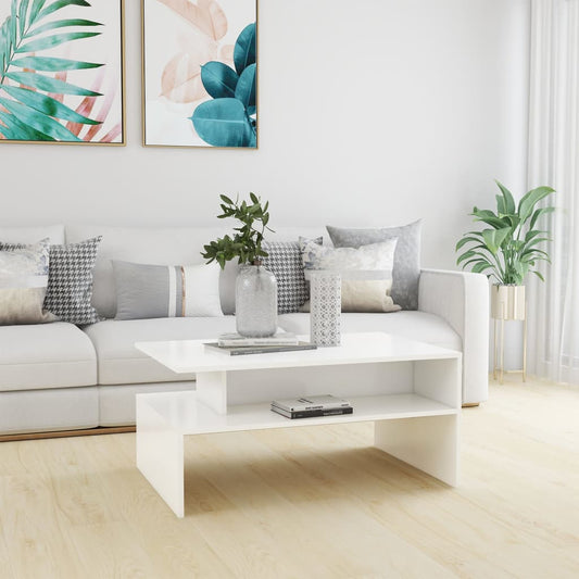 Table basse blanche 90x60x42,5 cm en bois