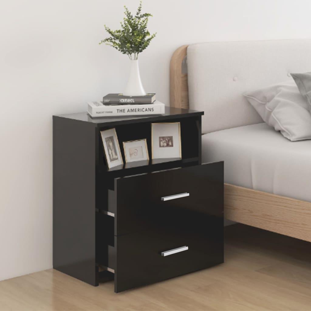 Bedside Table Black 50x32x60 cm