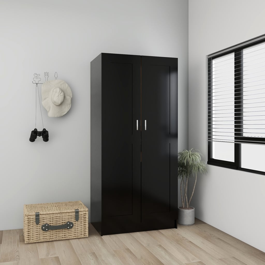 Kleiderschrank Schwarz 82,5x51,5x180 cm Holzwerkstoff