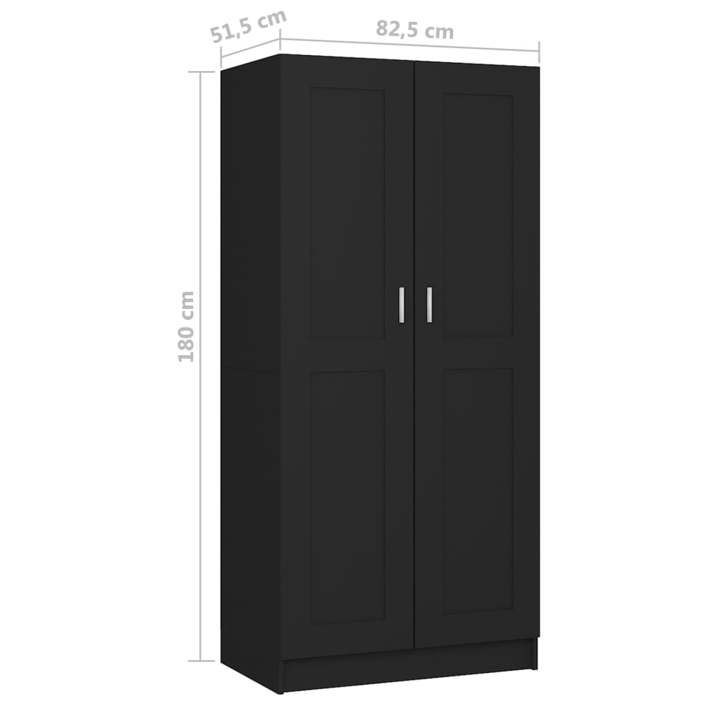 Kleiderschrank Schwarz 82,5x51,5x180 cm Holzwerkstoff