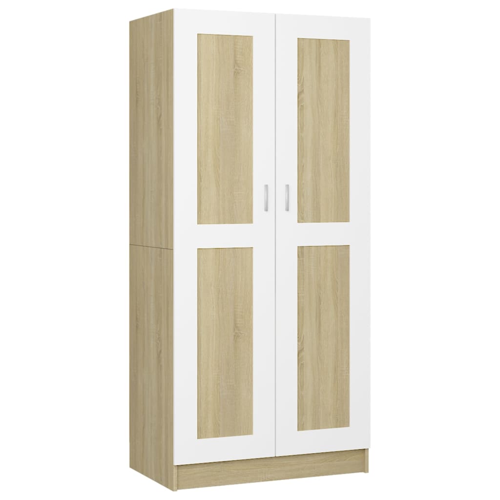 Kleiderschrank Weiß Sonoma-Eiche 82,5x51,5x180 cm Holzwerkstoff