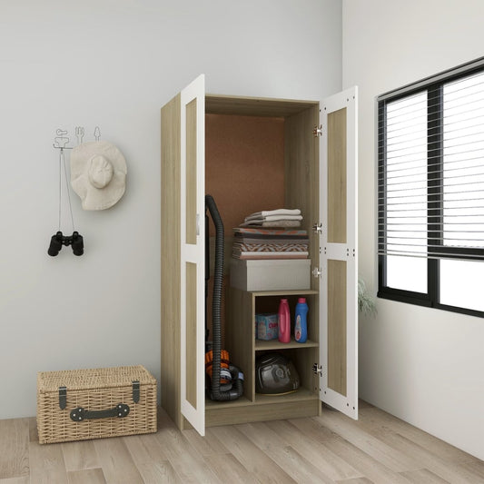 Kleiderschrank Weiß Sonoma-Eiche 82,5x51,5x180 cm Holzwerkstoff