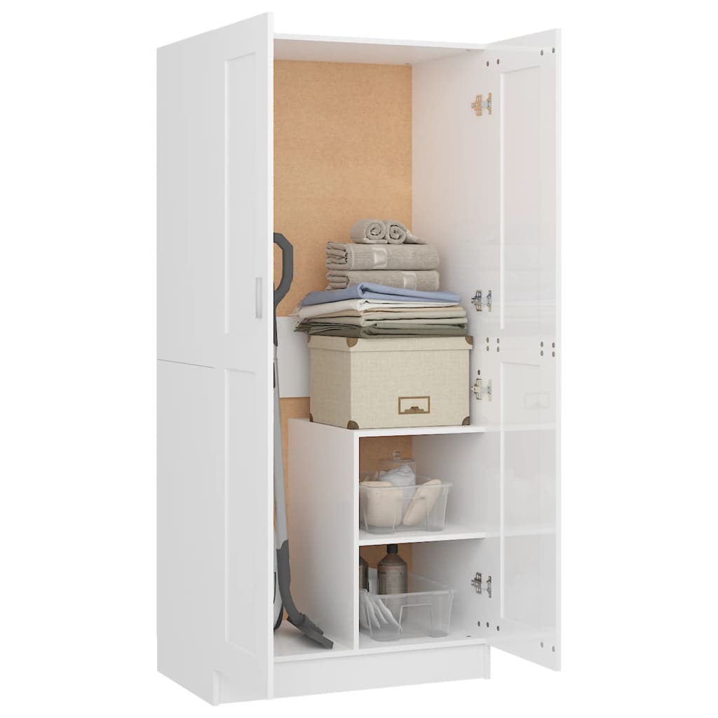 Kleiderschrank Hochglanz-Weiß 82,5x51,5x180 cm Holzwerkstoff