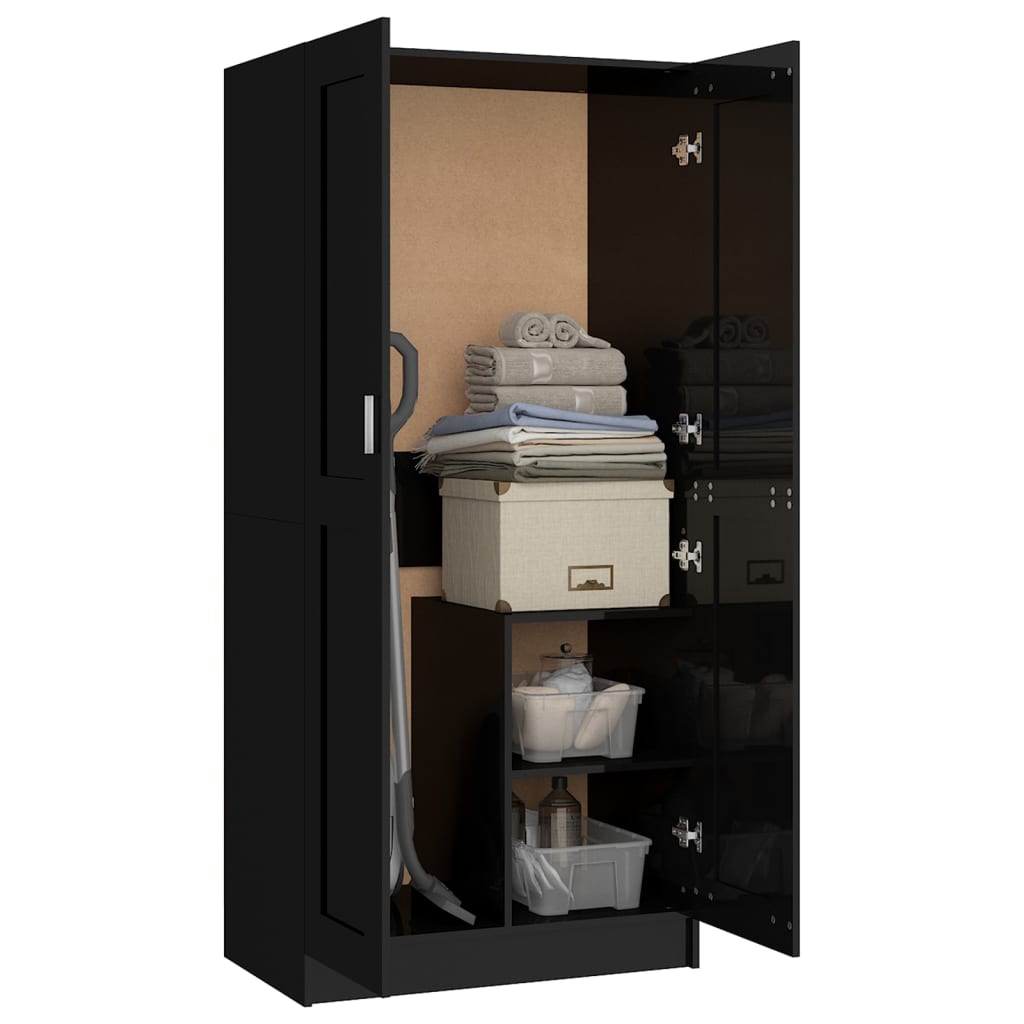 Kleiderschrank Hochglanz-Schwarz 82,5x51,5x180 cm Holzwerkstoff