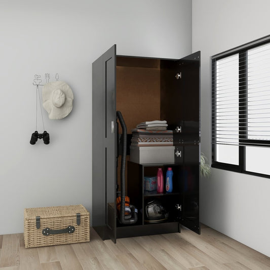 Kleiderschrank Hochglanz-Schwarz 82,5x51,5x180 cm Holzwerkstoff