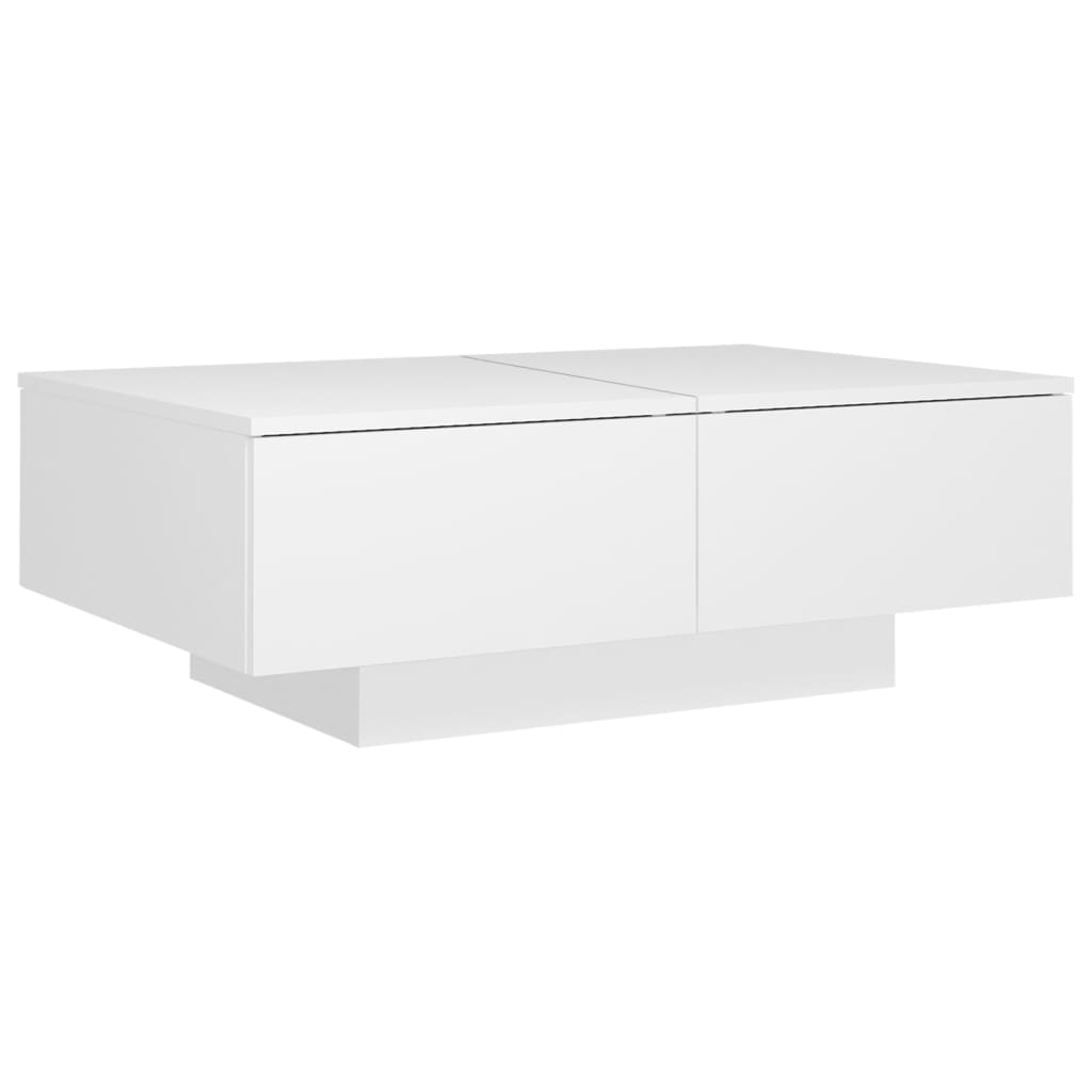 Table basse blanche 90x60x31 cm en bois