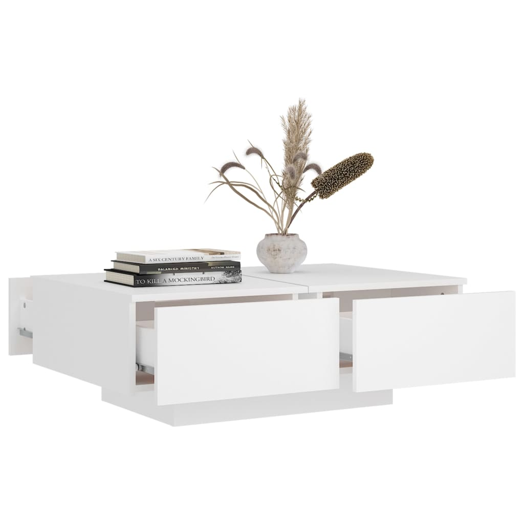 Table basse blanche 90x60x31 cm en bois