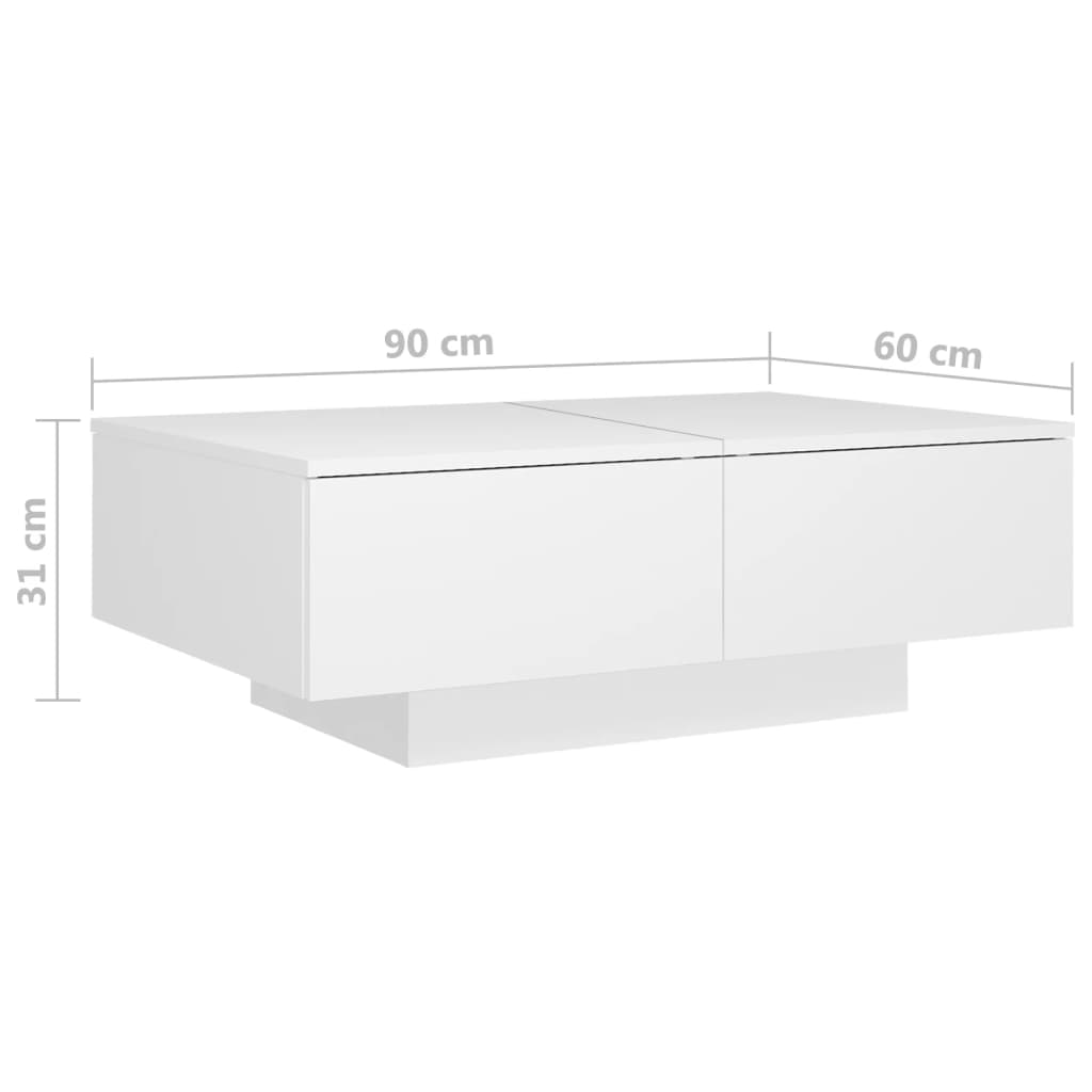 Table basse blanche 90x60x31 cm en bois