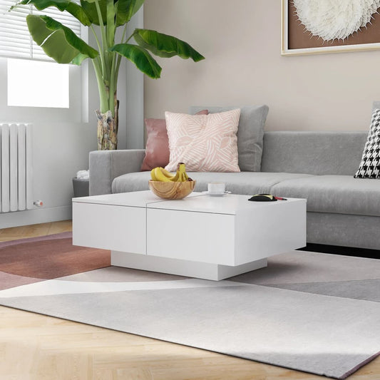Table basse blanche 90x60x31 cm en bois