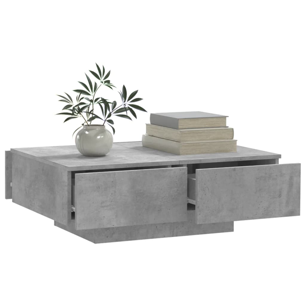 Table basse gris béton 90x60x31 cm en bois