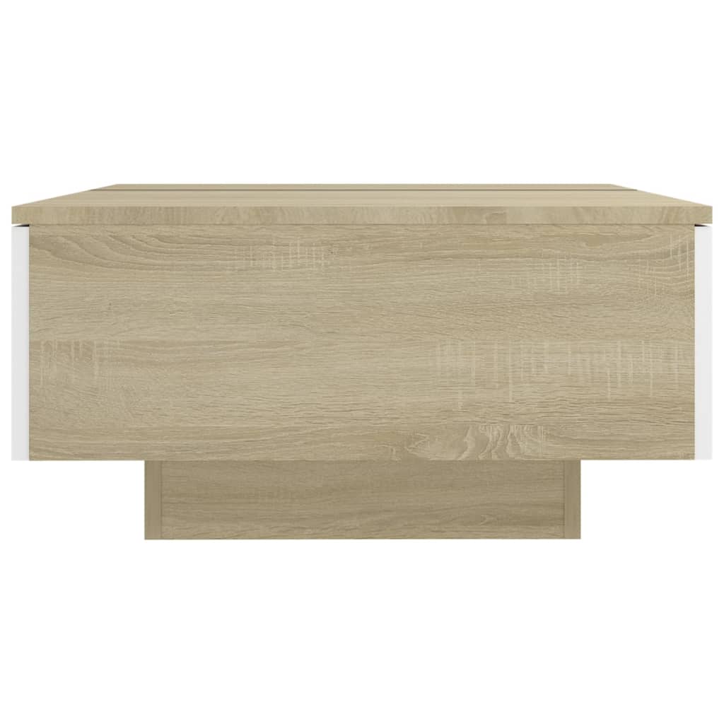Couchtisch Weiß und Sonoma-Eiche 90x60x31 cm Holzwerkstoff