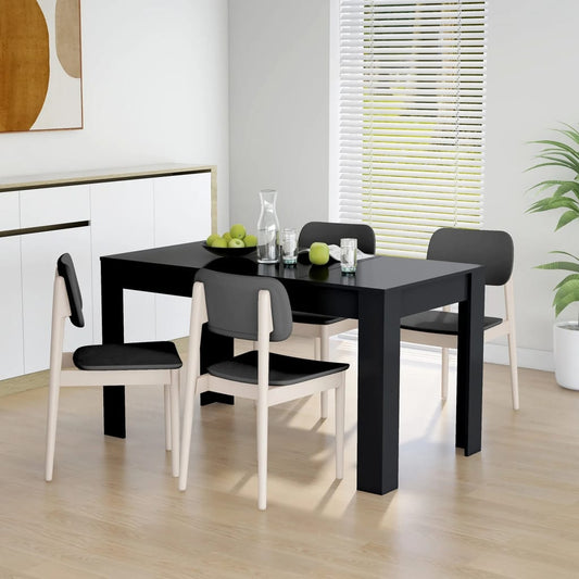 Table à manger noire 140x74,5x76 cm en bois