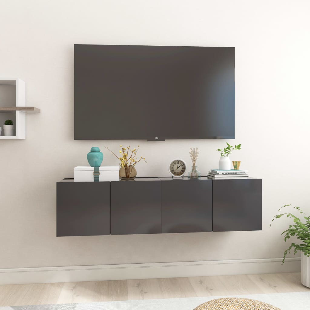 TV-Hängeschränke 2 Stk. Grau 60x30x30 cm