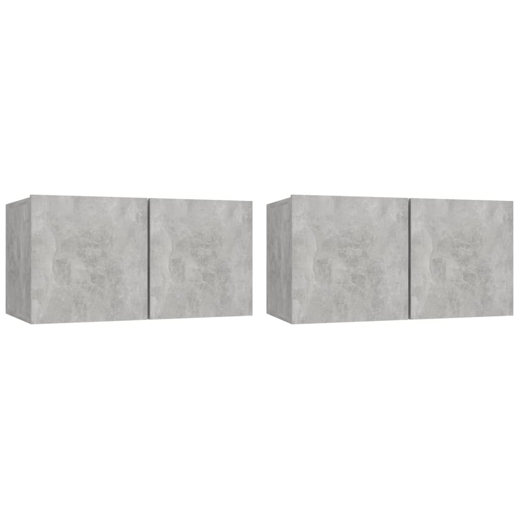 Armoires murales TV 2 pcs. gris béton 60x30x30 cm