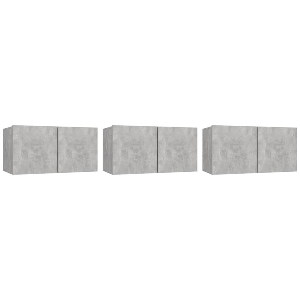 Armoires murales TV 3 pcs gris béton 60x30x30 cm