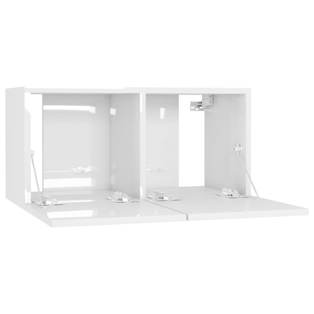 Meuble TV mural blanc brillant 60x30x30 cm