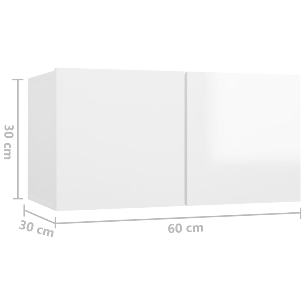 Meuble TV mural blanc brillant 60x30x30 cm