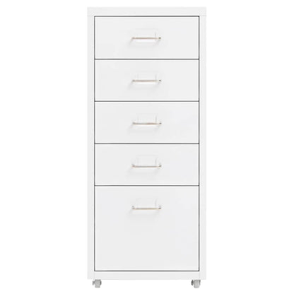 Aktenschrank mit Rollen Weiß 28x41x69 cm Metall