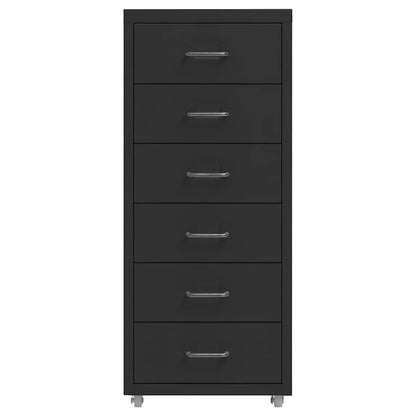 Aktenschrank mit Rollen Schwarz 28x41x69 cm Metall