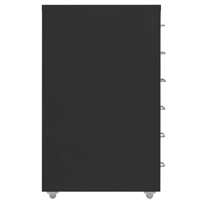 Aktenschrank mit Rollen Schwarz 28x41x69 cm Metall